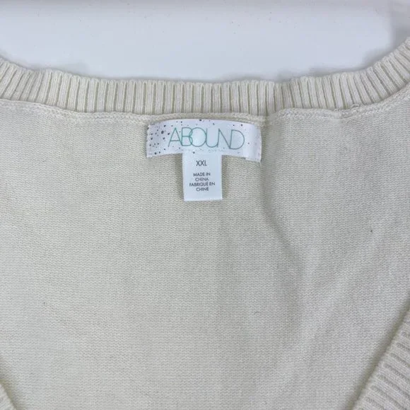 Abound Off White Basic V-Neck Long Sleeve Pullover Knit Sweater Size XXL - Picture 6 of 9